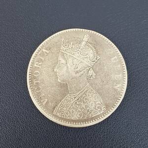 0317-202□古銭 インド 1ルピー ② 1862年 ONE RUPEE 貨幣 INDIA ヴィクトリア女王 アンティークコイン 銀貨 約11.63グラム