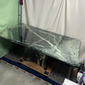 ［200231］イタリア製　大理石テーブル　天板ガラス　約180cm×100cm×高さ75cm ダイニングテーブル　特大サイズ