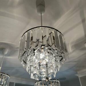 [0Y00] New Japan lighting white heat lighting equipment 100V 60W chandelier crystal ceiling light 1.