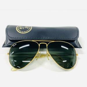 B633-I56-594 ◎ RayBan レイバン ラジエーターラージメタル ティアドロップ サングラス ゴールドフレーム B&L 58□14-127 0205 ケース付