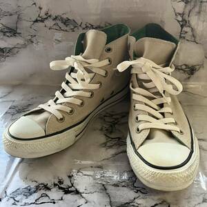 コンバース メンズスニーカー ハイカット ベージュ 25センチ 古着 converse HIGH チェック柄 