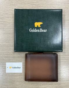 #20150 Golden Bear/ゴールデンベア/メンズ/財布/二つ折り財布/コンパクト/牛革/茶/ブラウン/未使用品/箱有