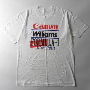 1円スタート キャノン CANON WILLIAMS FORMULA-1 企業ロゴプリントTシャツ F-1 モータースポーツ レース L ホワイト 0314-11