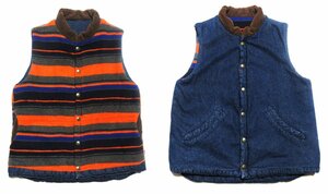 美品 CHUMS Hurricane Reversible Vest Indigo チャムス/リバーシブル ベスト/インディゴ/レディースL/CH14-1088