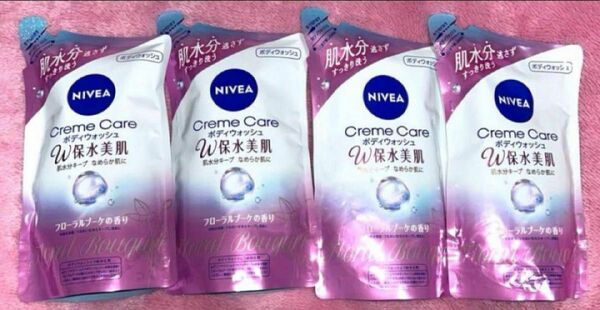 ニベア NIVEA ボディウォッシュ 保水美肌 フローラルブーケの香り　4袋