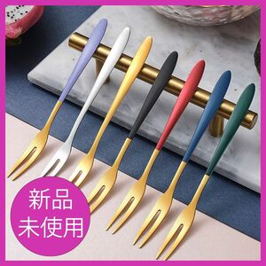 *未使用品*ステンレス鋼の果物のフォーク,7色セット,デザート,サラダ,台所用品【Y784】