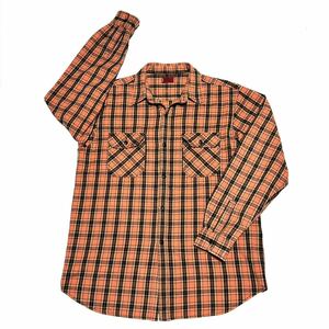XL リーバイス　コットンシャツ　厚手　メンズ　オレンジ　チェックシャツ　ハーレー　バイカー　パンクロック　ワーク　即決