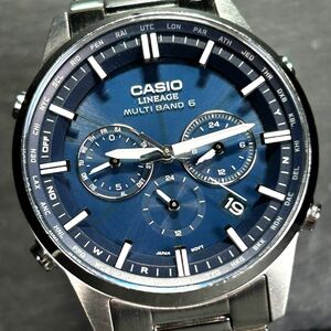 美品 CASIO カシオ LINEAGE リニエージ LIW-M700D-2A 腕時計 タフソーラー 電波時計 アナログ カレンダー ステンレススチール 動作確認済み