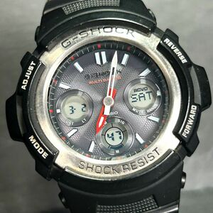 美品 CASIO カシオ G-SHOCK ジーショック AWG-M100-1A 腕時計 タフソーラー アナデジ カレンダー 電波時計 ステンレススチール 動作確認済