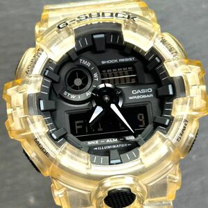 美品 CASIO カシオ G-SHOCK ジーショック GA-700SKE-7A 腕時計 クオーツ アナデジ 多機能 スケルトン ステンレススチール 動作確認済み