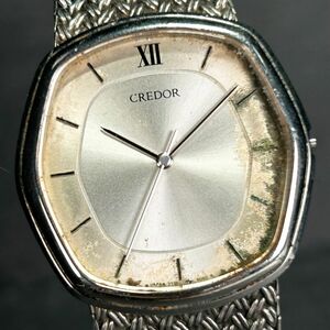希少 SEIKO セイコー CREDOR クレドール 7771-5040 腕時計 クオ―ツ アナログ 2針 ステンレススチール シルバー メタルベルト 6角形 メンズ