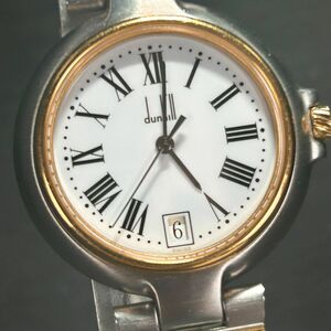 美品 Dunhill ダンヒル ミレニアム 6 136851 腕時計 クオ―ツ アナログ カレンダー コンビカラー ステンレススチール 新品電池交換済み