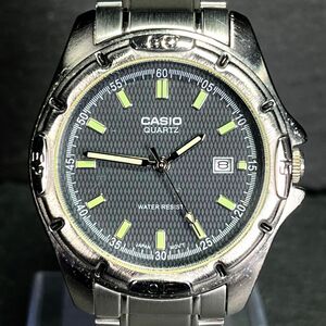CASIO カシオ MTP-1244D-8AJF メンズ 腕時計 アナログ クオーツ 3針 デイト ブラック文字盤 蓄光 シルバーステンレス 新品電池交換済み