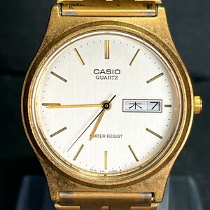 CASIO カシオ QUARTZ クオーツ MQ-514GAJ-9A 腕時計 アナログ デイデイト アイボリー文字盤 ゴールド ステンレスベルト 新品電池交換済み