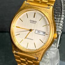 CASIO カシオ QUARTZ クオーツ MQ-514GAJ-9A 腕時計 アナログ デイデイト アイボリー文字盤 ゴールド ステンレスベルト 新品電池交換済み_画像2