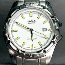 CASIO カシオ MTP-1224-7A 腕時計 クオーツ アナログ 3針 カレンダー ステンレススチール シルバー ホワイト文字盤 ラウンドフェイス_画像3