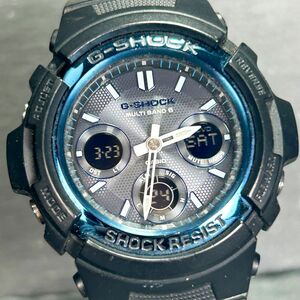 美品 CASIO カシオ G-SHOCK ジーショック AWG-M100A-1A 腕時計 タフソーラー 電波時計 アナデジ カレンダー ステンレススチール 動作確認済