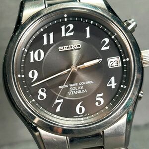 希少 美品 SEIKO セイコー SPIRIT スピリット SBTM005 腕時計 ソーラー 電波時計 アナログ 3針 カレンダー チタニウム メンズ 動作確認済み