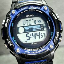 CASIO カシオ スポーツギア W-S210H-1A 腕時計 タフソーラー デジタル カレンダー 多機能 ブラック×ブルー ステンレススチール 動作確認済_画像1