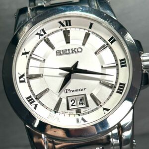 美品 SEIKO セイコー Premier プルミエ SCJL001 腕時計 クオーツ アナログ 3針 カレンダー シルバー ホワイト文字盤 ステンレススチール