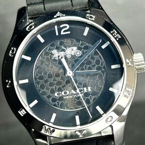 COACH コーチ W6033-BLK 腕時計 クオーツ アナログ 3針 シグネチャーC ステンレススチール ラバー ベルト ブラック文字盤 動作確認済みの画像1