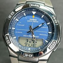 美品 CASIO カシオ WAVE CEPTOR ウェーブセプター WVA-105H 腕時計 タフソーラー 電波時計 アナデジ ステンレススチール メンズ 動作確認済_画像2