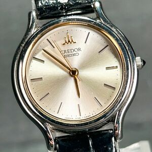 希少 美品 SEIKO セイコー CREDOR クレドール 4J81-0A40 腕時計 クオーツ アナログ 3針 レザーベルト ステンレススチール 新品電池交換済み