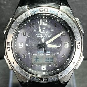 CASIO カシオ WAVECEPTOR ウェーブセプター WVA-470J-1A2JF メンズ 腕時計 アナデジ 電波ソーラー カレンダー ブルー文字盤 ブラック 樹脂の画像1
