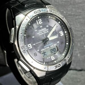 CASIO カシオ WAVECEPTOR ウェーブセプター WVA-470J-1A2JF メンズ 腕時計 アナデジ 電波ソーラー カレンダー ブルー文字盤 ブラック 樹脂の画像3