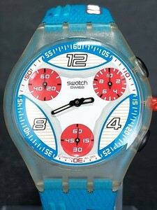 SWATCH スウォッチ CHRONO クロノ SKIN スキン PERFECT PLAY SUYK114 アナログ 腕時計 クロノグラフ スケルトン レザーベルト 樹脂ベルト