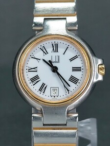 Dunhill ダンヒル T00 アナログ クォーツ 腕時計 ホワイト文字盤 デイトカレンダー メタルベルト スモールサイズ 電池交換済 動作確認済
