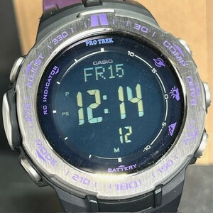 CASIO PROTREK カシオ プロトレック PRW-3100-6JF 腕時計 アナログ デジタル 電波ソーラー トリプルセンサー ブラック スリムライン 紫