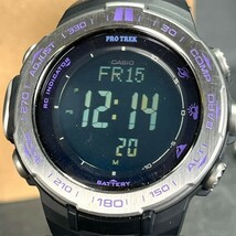 CASIO PROTREK カシオ プロトレック PRW-3100-6JF 腕時計 アナログ デジタル 電波ソーラー トリプルセンサー ブラック スリムライン 紫_画像3
