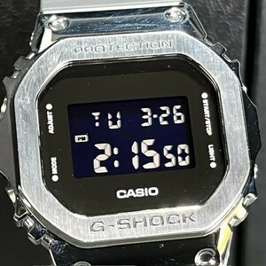 新品 CASIO G-SHOCK カシオ ジーショック GM-5600-1JF 腕時計 クオーツ アナログ デジタル ブラック メタル メンズ スクエア シルバー