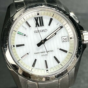 SEIKO BRIGHTZ セイコー ブライツ SAGZ075 ソーラー電波 腕時計 ホワイト アナログ メンズ カレンダー ステンレス ラウンド 10気圧防水