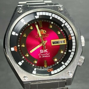 ORIENT オリエント SK Crystal SKクリスタル 自動巻き 腕時計 RN-AA0B02R レッド デイデイト 21石 動作確認済み インナーベゼル 復刻モデル