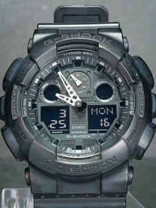 CASIO カシオ G-SHOCK ジーショック GA-100-1A1 メンズ デジアナ 腕時計 オールブラック ラバーベルト ステンレス 電池交換済 動作確認済