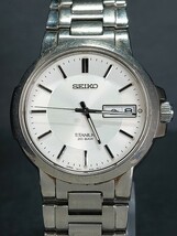 SEIKO セイコー SPIRIT スピリット チタン SCDC055 メンズ アナログ 腕時計 ホワイト文字盤 デイデイトカレンダー メタルベルト 電池交換済_画像1