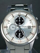 SEIKO セイコー SPIRIT スピリット SBPY001 メンズ アナログ ソーラー 腕時計 シルバー文字盤 クロノグラフ デイトカレンダー 動作確認済み_画像1