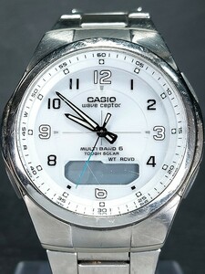 CASIO カシオ WAVE CEPTOR ウェーブセプター マルチバンド6 WVA-M600D-7A メンズ デジアナ ソーラー 腕時計 ホワイト文字盤 メタルベルト