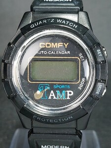 COMFY TAMP SPORTS セリア 100均 腕時計 メンズ デジタル ブラック ラバーベルト プラスチックケース ステンレススチール シンプルデザイン