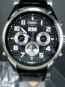 新品 ARBUTUS アルブータス AUTOMATIC オートマチック AR0055 メンズ アナログ 自動巻き 腕時計 クロノグラフ ムーンフェイズ 動作確認済み