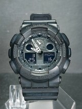 CASIO カシオ G-SHOCK ジーショック GA-100-1A1 メンズ デジアナ 腕時計 オールブラック ラバーベルト ステンレス 電池交換済 動作確認済_画像2