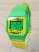 TIMEX 80 タイメックス インディグロ T2N098 メンズ デジタル 腕時計 ライムグリーン イエロー ステンレス ラバーベルト 動作確認済み_画像3