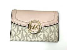 ◆MICHAEL KORS　マイケルコース　キーケース　レザー　モノグラム　ピンク/中古_画像1