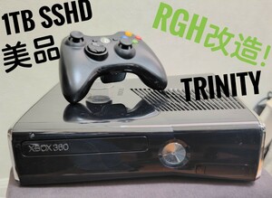 Xbox360s Trinity 1TB SSHD　RGH 日本語化 メインて済み　本体　動作確認済み　ミラーブラック