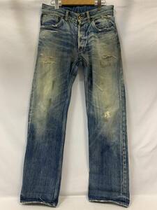 byGLADHAND グラッドハンド GLADDEN DENIM TYPE1 リペア加工 ダメージ加工 デニムパンツ 32 使用感あり [028] 137/291C