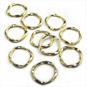 ひねり変形リングパーツ 16mm ゴールド 10個セット 金 デザイン丸カン アクセサリーパーツ 金具 金属 メタル ピアス イヤリング 素材 tymvg