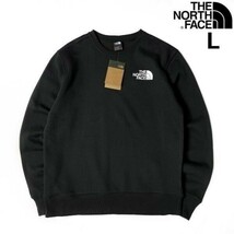 1円～!売切!【正規新品】THE NORTH FACE LOGO PULLOVER CREW トレーナー スウェット US限定 裏起毛 男女兼用 ロゴプリント(L)黒①181130-22_画像1