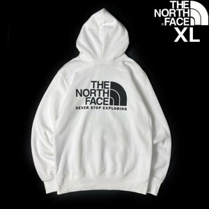 1円～!売切!【正規新品】THE NORTH FACE◆THROWBACK HOODIE プルオーバー パーカー US限定 ロゴプリント 裏起毛 男女兼用(XL)白 181130-30